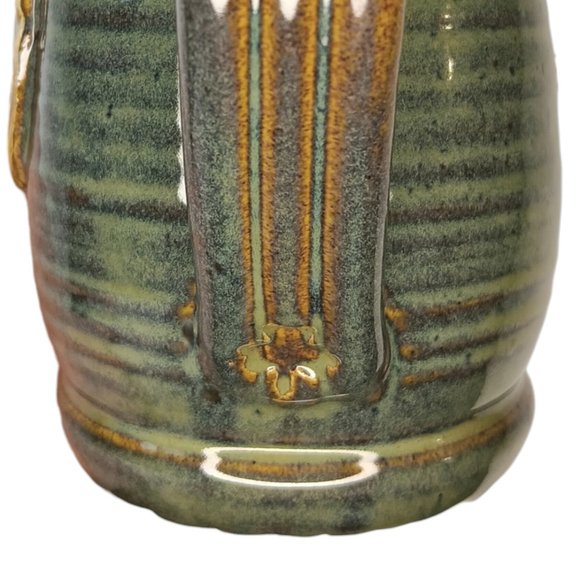 Hops Pottery Mug Green and Brown Handmade - Picture 7 of 10